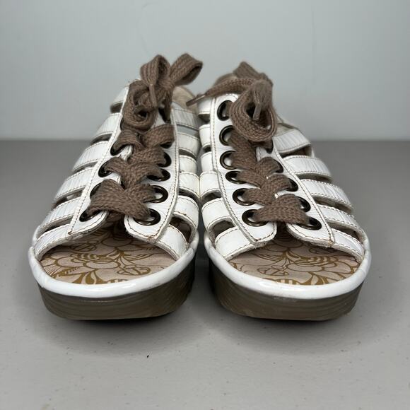 Fly London White Yito Wedge Lace Up Dress Sandals Size 42 - Picture 7 of 10